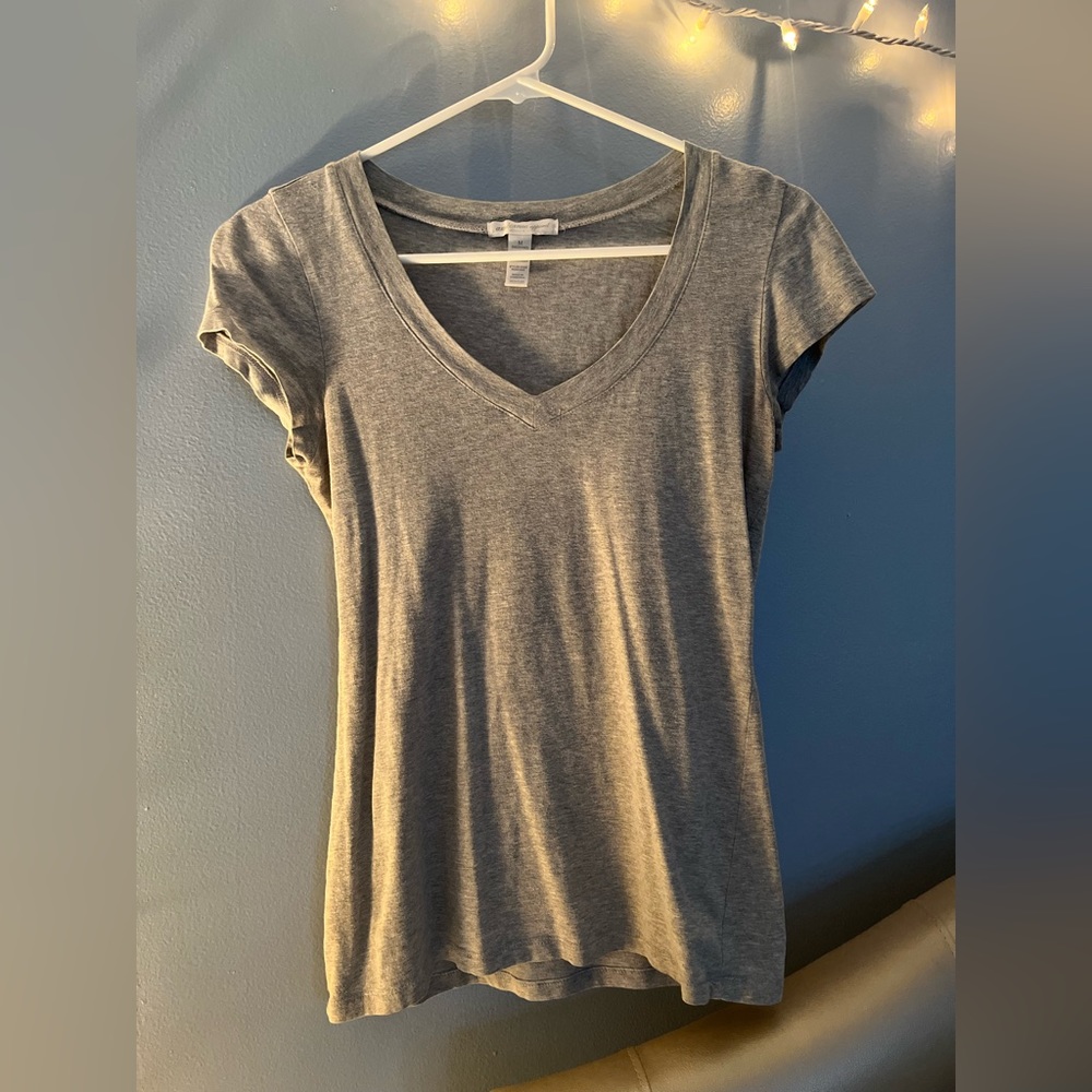 Grey short sleeve Vneck